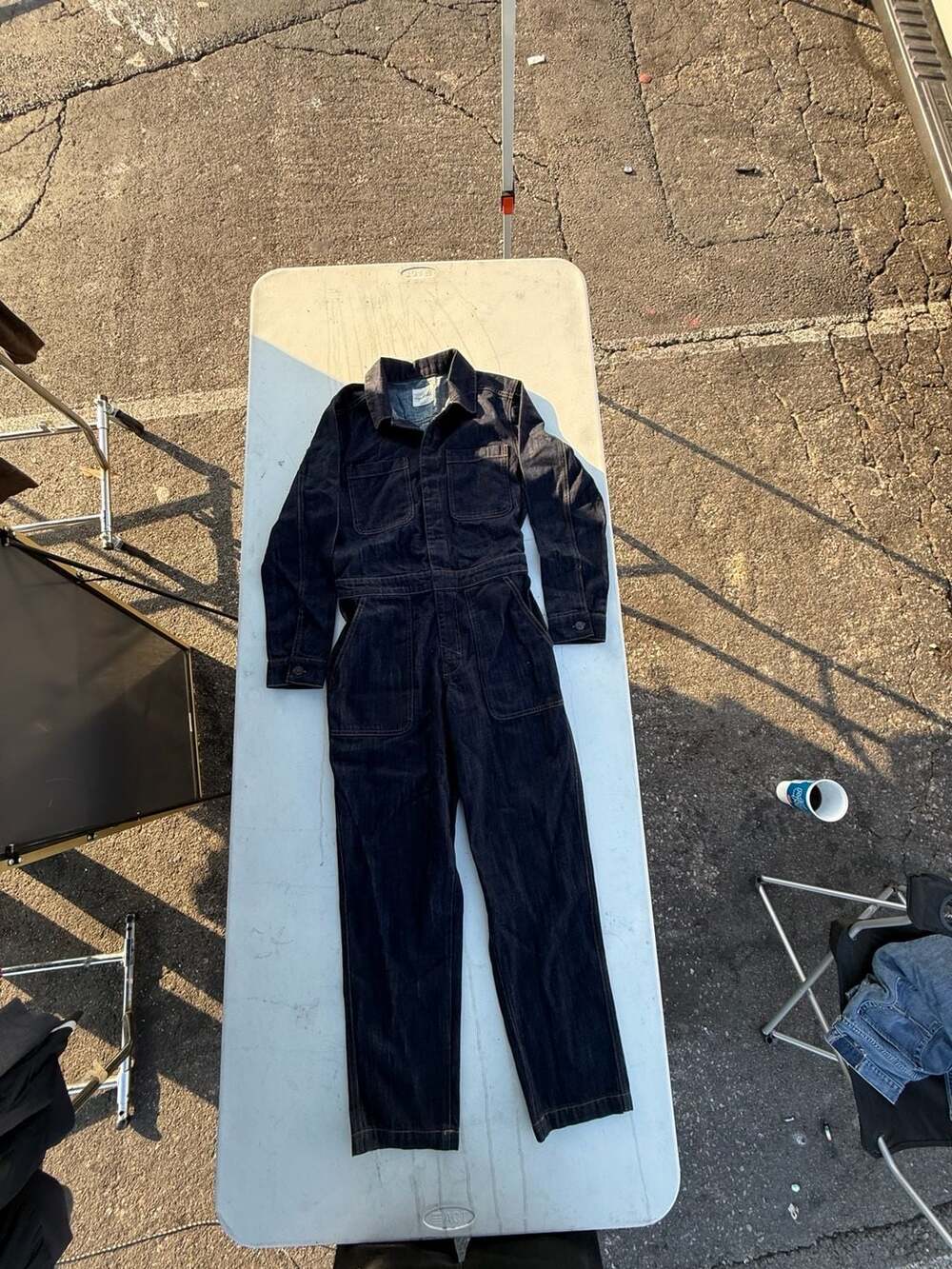 Unpublished Women's Dark Wash Denim Long Sleeve Boiler Suit Jumpsuit